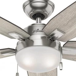 Antero 46 in. LED Indoor Brushed Nickel Ceiling Fan with Light by Hunter -Hunter Sales brushed nickel hunter ceiling fans with lights 59212 c3 1000