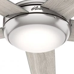 Barton 52 in. LED Indoor Brushed Nickel Ceiling Fan with Light and Remote Control by Hunter -Hunter Sales brushed nickel hunter ceiling fans with lights 59654 1d 1000