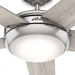 Barton 52 in. LED Indoor Brushed Nickel Ceiling Fan with Light and Remote Control by Hunter -Hunter Sales brushed nickel hunter ceiling fans with lights 59654 c3 1000