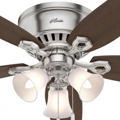 Builder Low Profile 52 in. Indoor Brushed Nickel Ceiling Fan by Hunter -Hunter Sales brushed nickel hunter ceiling fans without lights 53328 40 1000