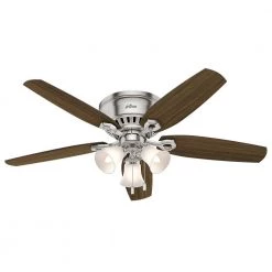 Builder Low Profile 52 in. Indoor Brushed Nickel Ceiling Fan by Hunter -Hunter Sales brushed nickel hunter ceiling fans without lights 53328 66 1000