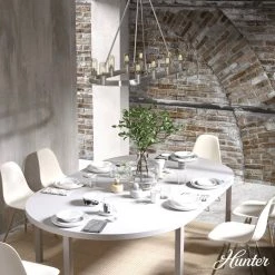 Saddlewood 10-Light Brushed Nickel Linear Chandelier Dining Room Light by Hunter -Hunter Sales brushed nickel hunter chandeliers 19028 40 1000