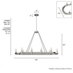 Saddlewood 10-Light Brushed Nickel Linear Chandelier Dining Room Light by Hunter -Hunter Sales brushed nickel hunter chandeliers 19028 66 1000
