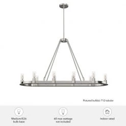 Saddlewood 10-Light Brushed Nickel Linear Chandelier Dining Room Light by Hunter -Hunter Sales brushed nickel hunter chandeliers 19028 77 1000