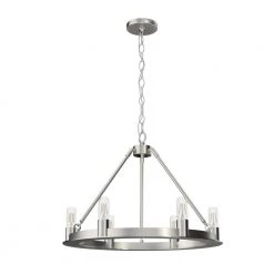 Saddlewood 6-Light Brushed Nickel Wagonwheel Chandelier by Hunter