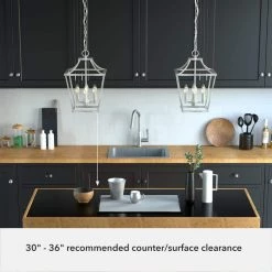 Laurel Ridge 4 Light Brushed Nickel Lantern Pendant Kitchen Light by Hunter -Hunter Sales brushed nickel hunter chandeliers 19067 4f 1000