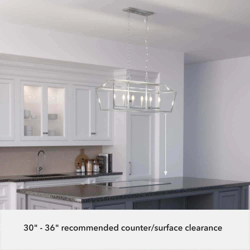 Laurel Ridge 6 Light Brushed Nickel Linear Chandelier Kitchen Light by Hunter 12 Laurel Ridge 6 Light Brushed Nickel Linear Chandelier Kitchen Light by Hunter - Image 10