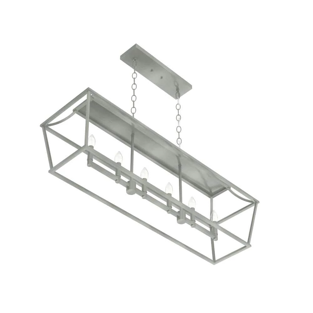 Laurel Ridge 6 Light Brushed Nickel Linear Chandelier Kitchen Light by Hunter 11 Laurel Ridge 6 Light Brushed Nickel Linear Chandelier Kitchen Light by Hunter - Image 9