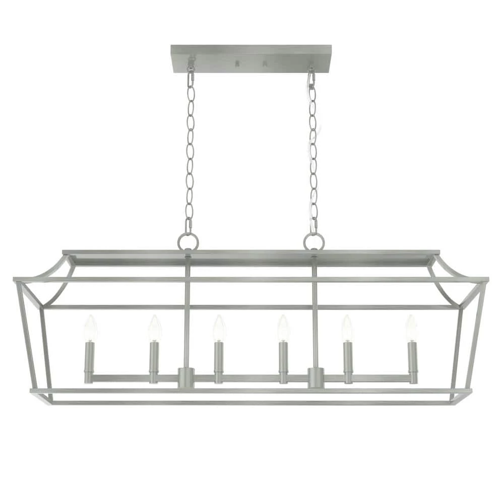 Laurel Ridge 6 Light Brushed Nickel Linear Chandelier Kitchen Light by Hunter 3 Laurel Ridge 6 Light Brushed Nickel Linear Chandelier Kitchen Light by Hunter