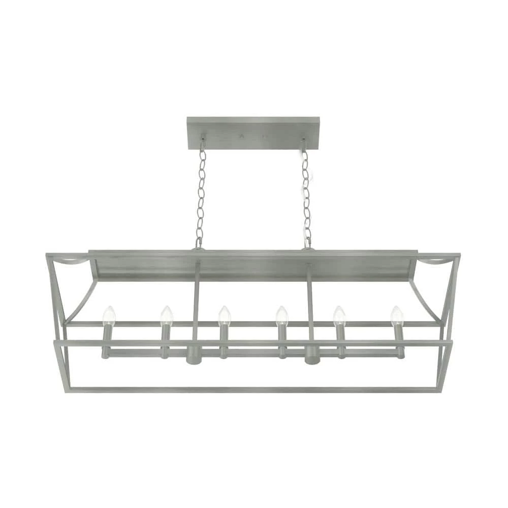 Laurel Ridge 6 Light Brushed Nickel Linear Chandelier Kitchen Light by Hunter 10 Laurel Ridge 6 Light Brushed Nickel Linear Chandelier Kitchen Light by Hunter - Image 8