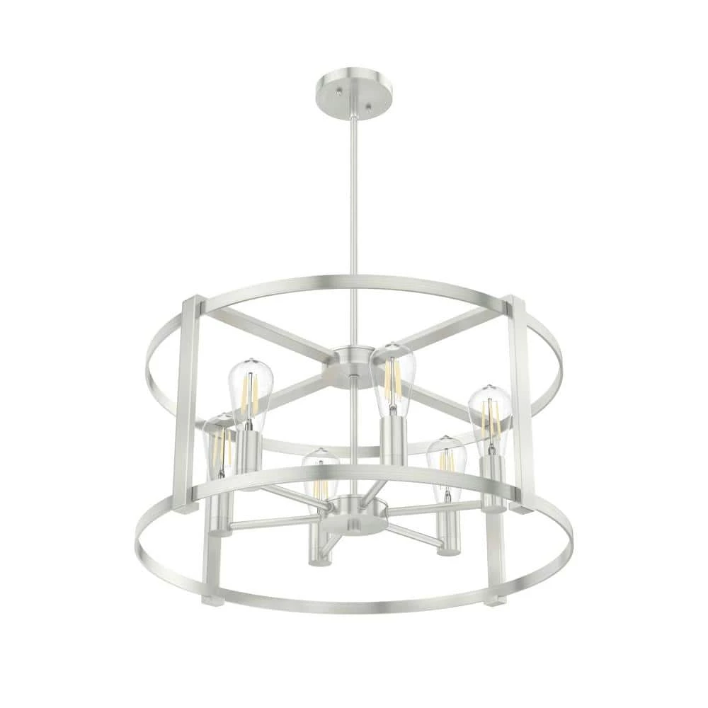 Astwood 6 Light Brushed Nickel Branch Chandelier Dining Room Light by Hunter 9 Astwood 6 Light Brushed Nickel Branch Chandelier Dining Room Light by Hunter - Image 7