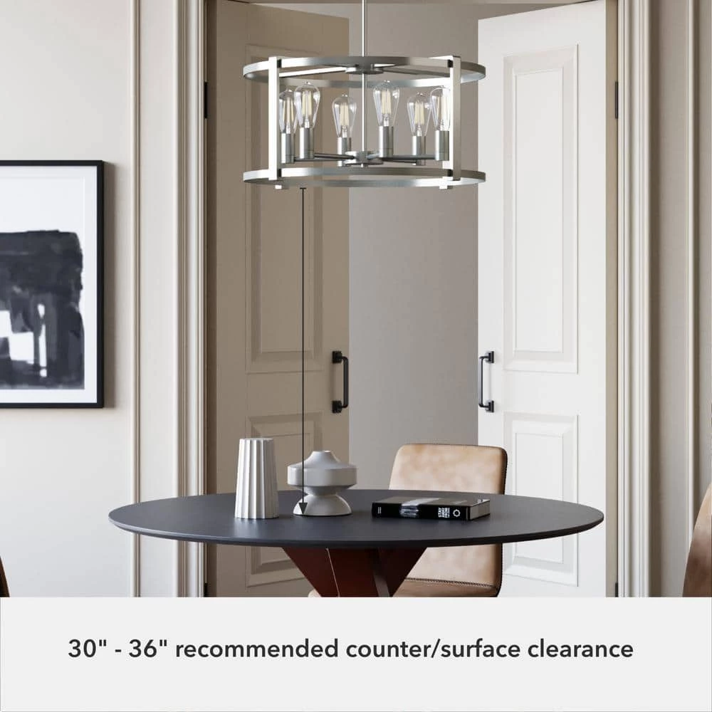 Astwood 6 Light Brushed Nickel Branch Chandelier Dining Room Light by Hunter 10 Astwood 6 Light Brushed Nickel Branch Chandelier Dining Room Light by Hunter - Image 8