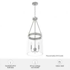 Devon Park 3 Light Brushed Nickel Island Pendant Light with Clear Glass Shade Foyer Light by Hunter -Hunter Sales brushed nickel hunter chandeliers 19154 66 1000