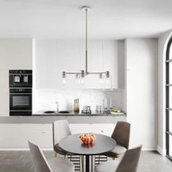 Lochemeade 5 Light Brushed Nickel Chandelier with Seeded Glass Shades Kitchen Light by Hunter -Hunter Sales brushed nickel hunter chandeliers 19197 40 1000