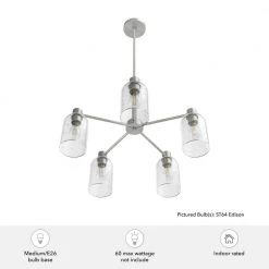 Lochemeade 5 Light Brushed Nickel Chandelier with Seeded Glass Shades Kitchen Light by Hunter -Hunter Sales brushed nickel hunter chandeliers 19197 a0 1000