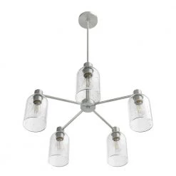 Lochemeade 5 Light Brushed Nickel Chandelier with Seeded Glass Shades Kitchen Light by Hunter -Hunter Sales brushed nickel hunter chandeliers 19197 c3 1000
