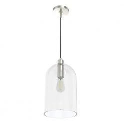 Lochmeade 1 Light Brushed Nickel Pendant with Seeded Glass Shade Kitchen Light by Hunter -Hunter Sales brushed nickel hunter chandeliers 19203 c3 1000