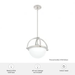 Wedgefield 1 Light Brushed Nickel Island Pendant with Frosted Cased White Glass Shade Kitchen Light by Hunter -Hunter Sales brushed nickel hunter chandeliers 19233 1d 1000