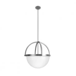 Wedgefield 4-Light Brushed Nickel Island Pendant Light with Frosted Glass Shade by Hunter
