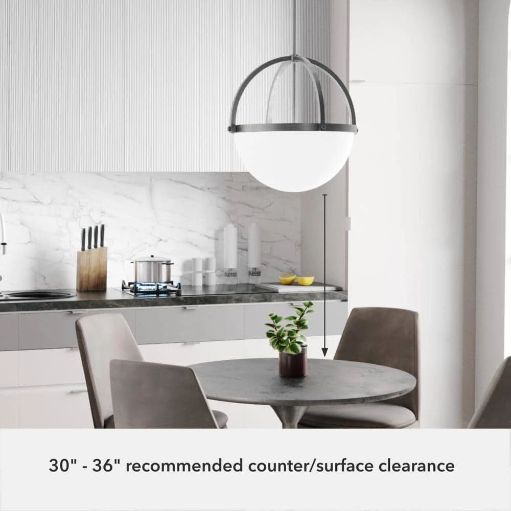 Wedgefield 4-Light Brushed Nickel Island Pendant Light with Frosted Glass Shade by Hunter 8 Wedgefield 4-Light Brushed Nickel Island Pendant Light with Frosted Glass Shade by Hunter - Image 6