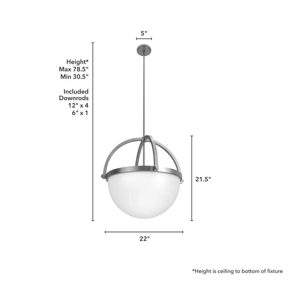 Wedgefield 4-Light Brushed Nickel Island Pendant Light with Frosted Glass Shade by Hunter 9 Wedgefield 4-Light Brushed Nickel Island Pendant Light with Frosted Glass Shade by Hunter - Image 7