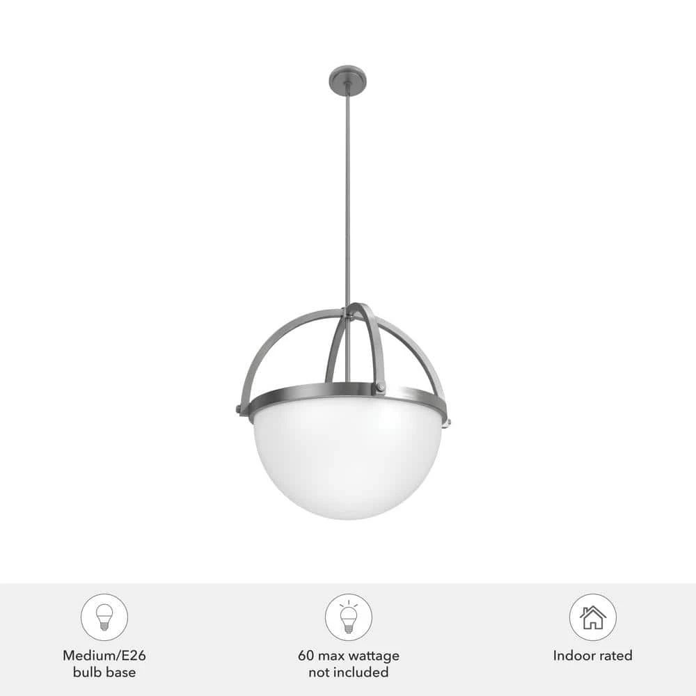 Wedgefield 4-Light Brushed Nickel Island Pendant Light with Frosted Glass Shade by Hunter 10 Wedgefield 4-Light Brushed Nickel Island Pendant Light with Frosted Glass Shade by Hunter - Image 8