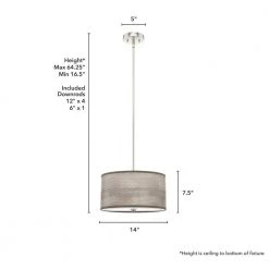 Solhaven 2-Light Brushed Nickel Shaded Pendant Light with Hardback Shade by Hunter -Hunter Sales brushed nickel hunter chandeliers 19242 1d 1000