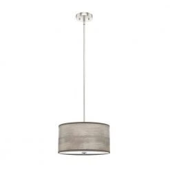 Solhaven 2-Light Brushed Nickel Shaded Pendant Light with Hardback Shade by Hunter