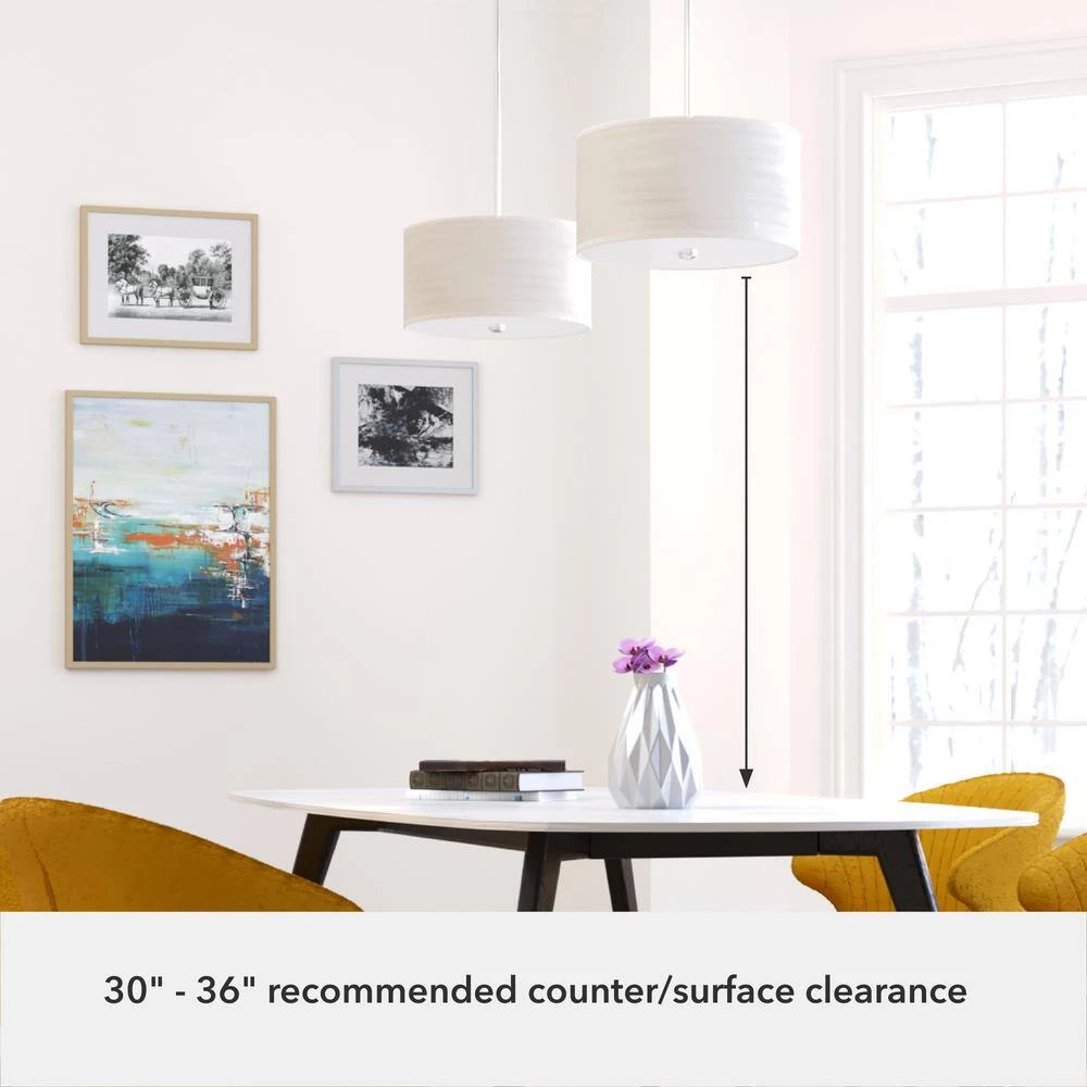 Solhaven 2-Light Brushed Nickel Shaded Pendant Light with Hardback Shade by Hunter 8 Solhaven 2-Light Brushed Nickel Shaded Pendant Light with Hardback Shade by Hunter - Image 6