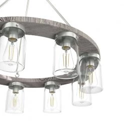 Devon Park 9 Light Brushed Nickel Wagonwheel Chandelier with Clear Glass Shades Kitchen Light by Hunter -Hunter Sales brushed nickel hunter chandeliers 19246 1d 1000