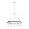 Devon Park 9 Light Brushed Nickel Wagonwheel Chandelier with Clear Glass Shades Kitchen Light by Hunter