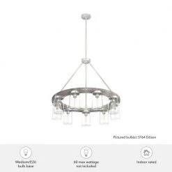 Devon Park 9 Light Brushed Nickel Wagonwheel Chandelier with Clear Glass Shades Kitchen Light by Hunter -Hunter Sales brushed nickel hunter chandeliers 19246 66 1000