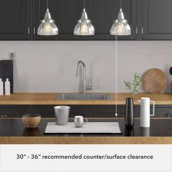 Cypress Grove 3 Light Brushed Nickel Island Chandelier with Clear Holophane Glass Shades Kitchen Light by Hunter 18 Cypress Grove 3 Light Brushed Nickel Island Chandelier with Clear Holophane Glass Shades Kitchen Light by Hunter -Hunter Sales brushed nickel hunter chandeliers 19282 c3 1000