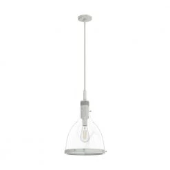 Van Nuys 1 Light Brushed Nickel Island Pendant Light With Clear Glass Shade Dining Room Light by Hunter