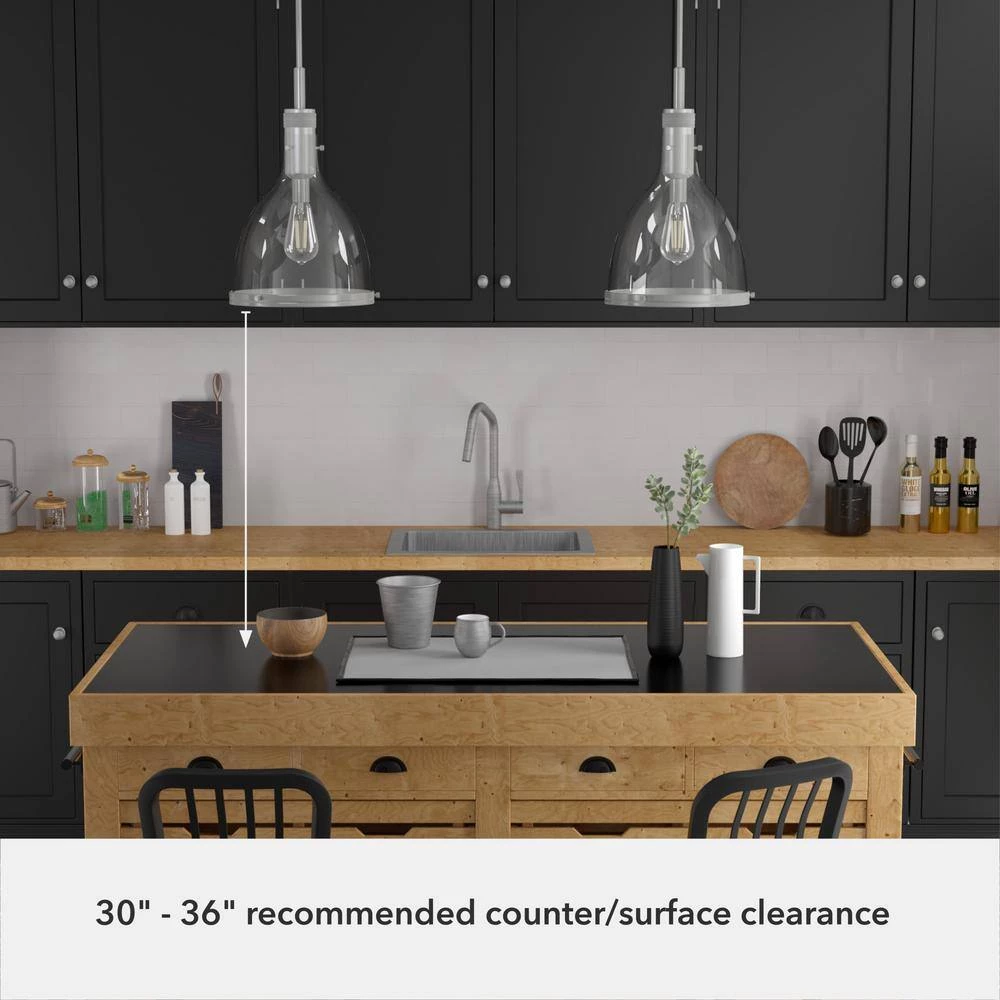 Van Nuys 1 Light Brushed Nickel Island Pendant Light With Clear Glass Shade Dining Room Light by Hunter 9 Van Nuys 1 Light Brushed Nickel Island Pendant Light With Clear Glass Shade Dining Room Light by Hunter - Image 7