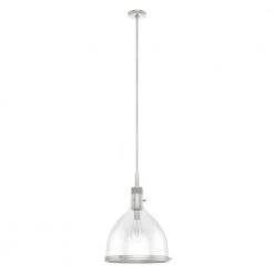 Van Nuys 1 Light Brushed Nickel Island Pendant Light with Glass Shade Dining Room Light by Hunter