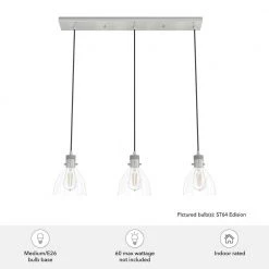 Van Nuys 3 Light Brushed Nickel Island Chandelier with Clear Glass Shades Dining Room Light by Hunter 16 Van Nuys 3 Light Brushed Nickel Island Chandelier with Clear Glass Shades Dining Room Light by Hunter -Hunter Sales brushed nickel hunter chandeliers 19308 66 1000