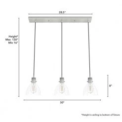 Van Nuys 3 Light Brushed Nickel Island Chandelier with Clear Glass Shades Dining Room Light by Hunter 17 Van Nuys 3 Light Brushed Nickel Island Chandelier with Clear Glass Shades Dining Room Light by Hunter -Hunter Sales brushed nickel hunter chandeliers 19308 77 1000