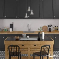 Van Nuys 3 Light Brushed Nickel Waterfall Chandelier with Clear Glass Shades Dining Room Light by Hunter -Hunter Sales brushed nickel hunter chandeliers 19310 40 1000