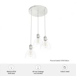 Van Nuys 3 Light Brushed Nickel Waterfall Chandelier with Clear Glass Shades Dining Room Light by Hunter -Hunter Sales brushed nickel hunter chandeliers 19310 66 1000