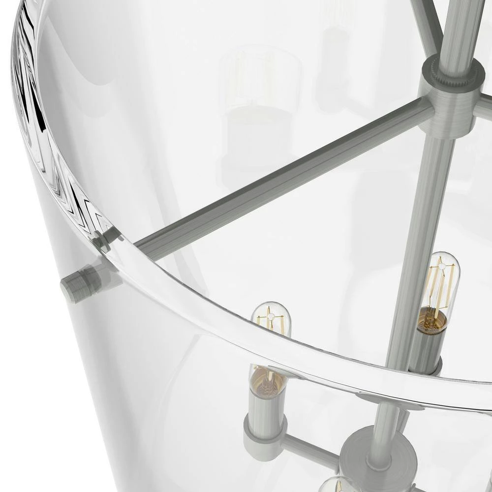 Sacha 4 Light Brushed Nickel Island Pendant Light with Clear Glass Shade Dining Room Light by Hunter 11 Sacha 4 Light Brushed Nickel Island Pendant Light with Clear Glass Shade Dining Room Light by Hunter - Image 9