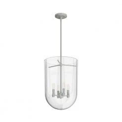 Sacha 4 Light Brushed Nickel Island Pendant Light with Clear Glass Shade Dining Room Light by Hunter