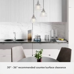 Cypress Grove 3 Light Brushed Nickel Waterfall Chandelier with Clear Holophane Glass Shades Kitchen Light by Hunter -Hunter Sales brushed nickel hunter chandeliers 19325 c3 1000