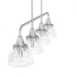 Cypress Grove 4 Light Brushed Nickel Billiard Chandelier with Clear Holophane Glass Shades Kitchen Light by Hunter 16 Cypress Grove 4 Light Brushed Nickel Billiard Chandelier with Clear Holophane Glass Shades Kitchen Light by Hunter -Hunter Sales brushed nickel hunter chandeliers 19326 1d 1000