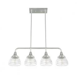 Cypress Grove 4 Light Brushed Nickel Billiard Chandelier with Clear Holophane Glass Shades Kitchen Light by Hunter 21 Cypress Grove 4 Light Brushed Nickel Billiard Chandelier with Clear Holophane Glass Shades Kitchen Light by Hunter -Hunter Sales brushed nickel hunter chandeliers 19326 1f 1000