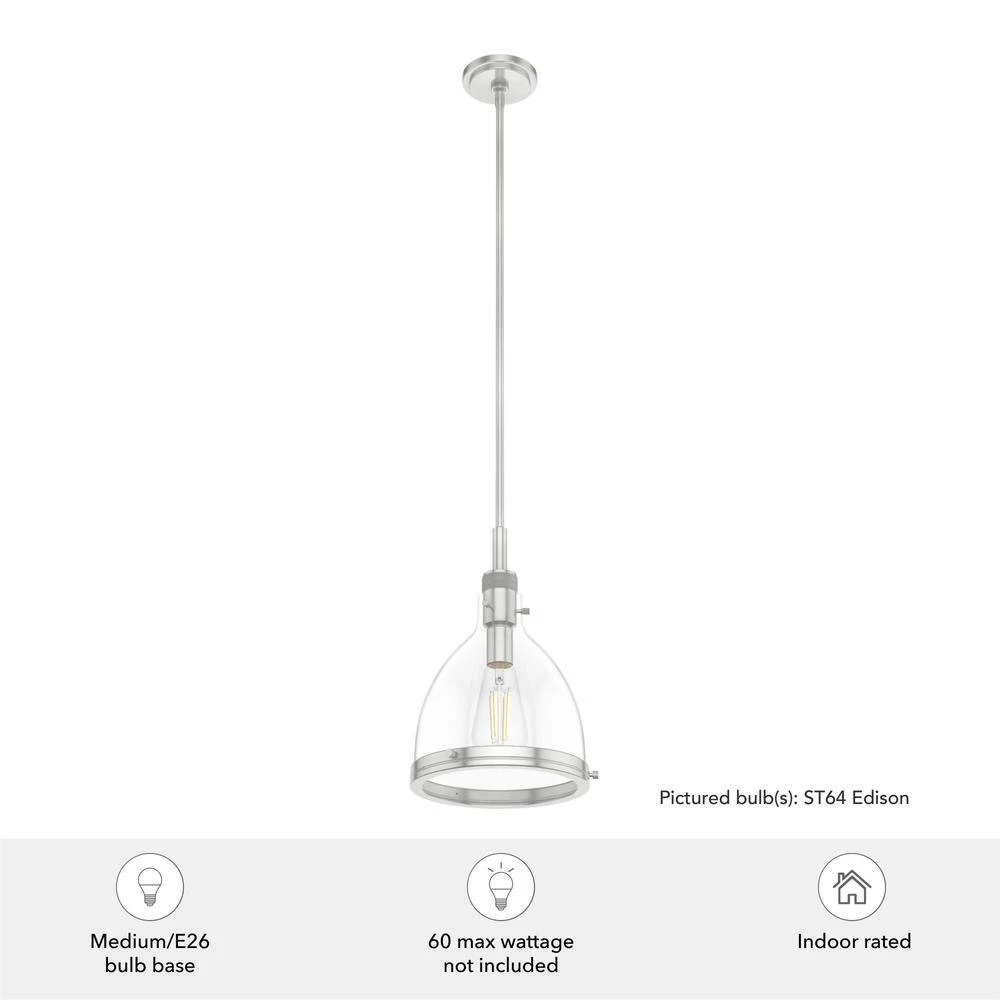 Van Nuys 1 light Brushed Nickel Island Pendant Light with Glass Shade Dining Room Light by Hunter 7 Van Nuys 1 light Brushed Nickel Island Pendant Light with Glass Shade Dining Room Light by Hunter - Image 5