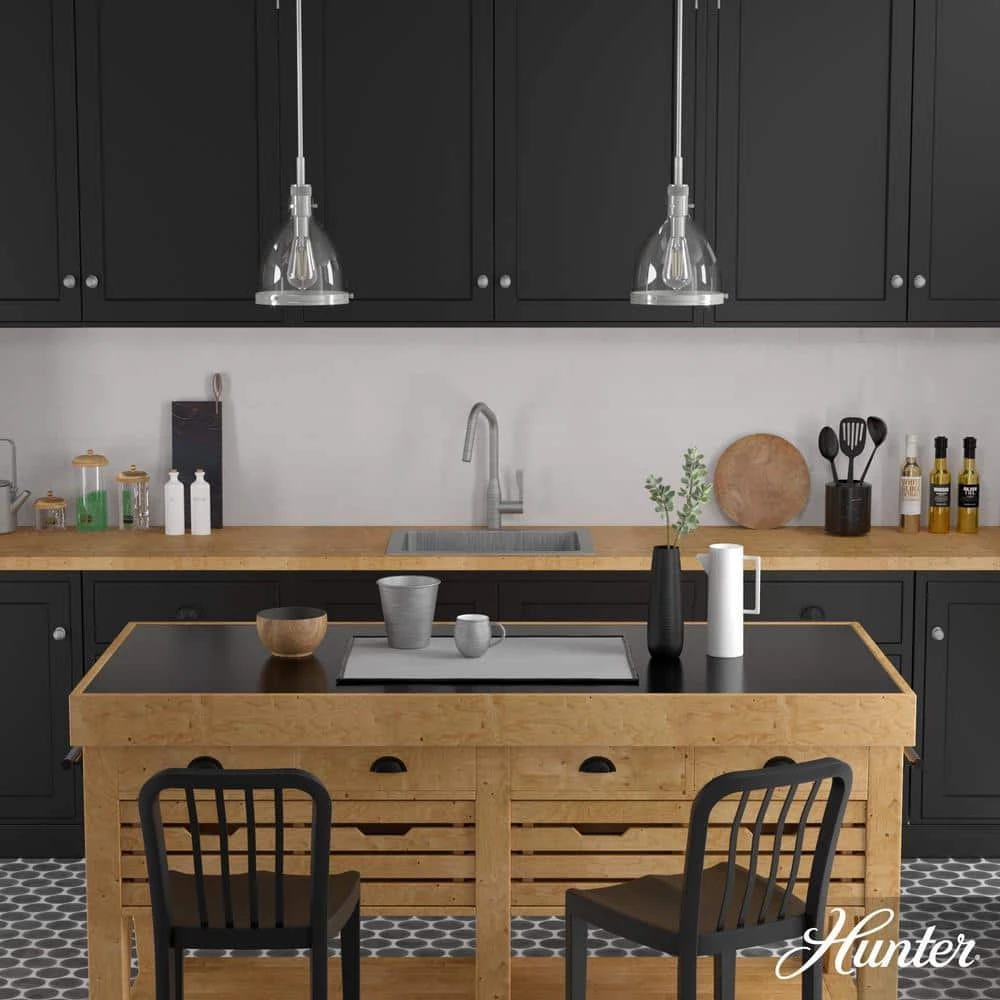 Van Nuys 1 light Brushed Nickel Island Pendant Light with Glass Shade Dining Room Light by Hunter 5 Van Nuys 1 light Brushed Nickel Island Pendant Light with Glass Shade Dining Room Light by Hunter - Image 3