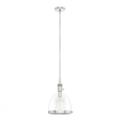 Van Nuys 1 light Brushed Nickel Island Pendant Light with Glass Shade Dining Room Light by Hunter