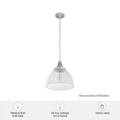 Cypress Grove 1 Light Brushed Nickel Island Pendant Light with Clear Holophane Glass Shade Dining Room Light by Hunter -Hunter Sales brushed nickel hunter chandeliers 19349 1d 1000