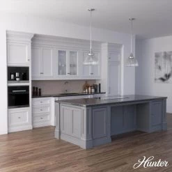 Cypress Grove 1 Light Brushed Nickel Island Pendant Light with Clear Holophane Glass Shade Dining Room Light by Hunter -Hunter Sales brushed nickel hunter chandeliers 19349 40 1000